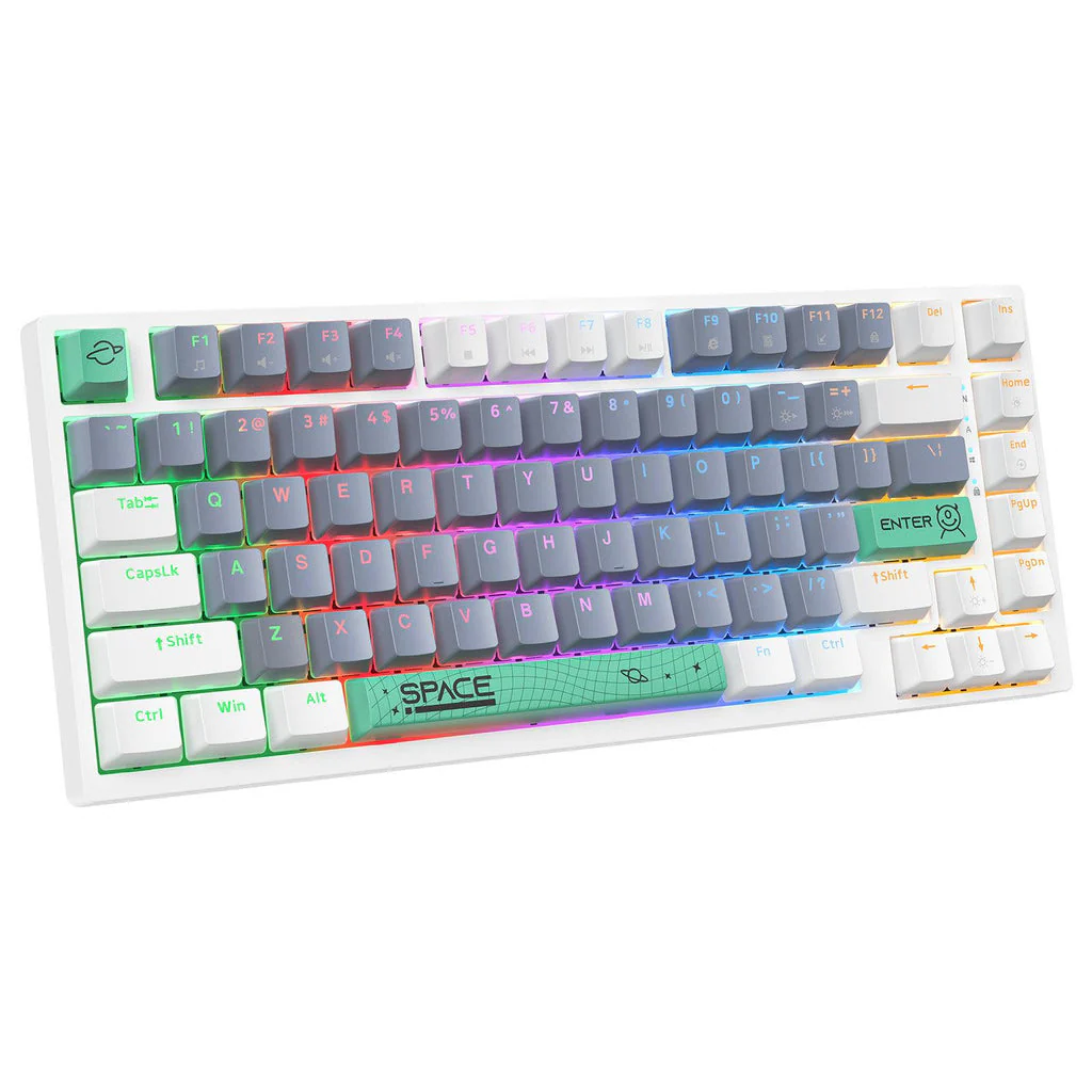 Onikuma G52 Space RGB 82 Keys Wired Mechanical Gaming Keyboard (Tea Axis) (Black, White) - Image 10