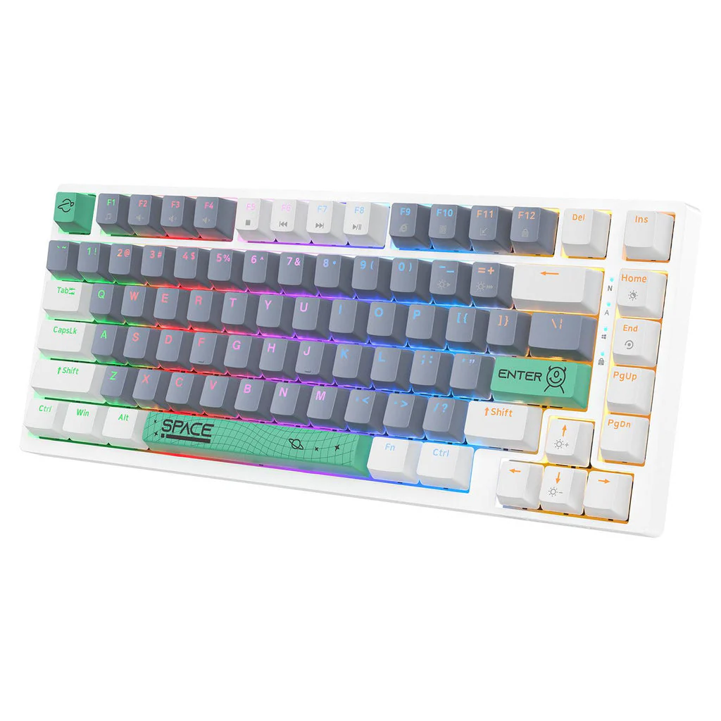 Onikuma G52 Space RGB 82 Keys Wired Mechanical Gaming Keyboard (Tea Axis) (Black, White) - Image 11