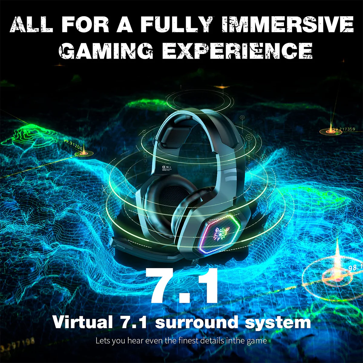 Onikuma K10 RGB 7.1 Wired Gaming Headset (Black) - Image 2
