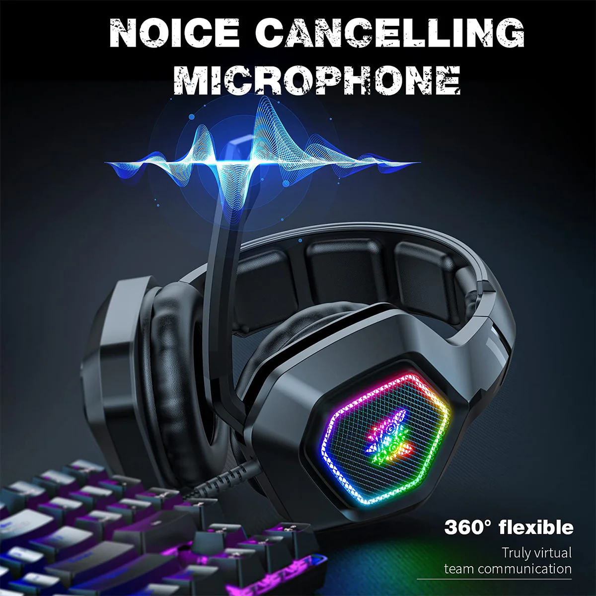 Onikuma K10 RGB 7.1 Wired Gaming Headset (Black) - Image 6