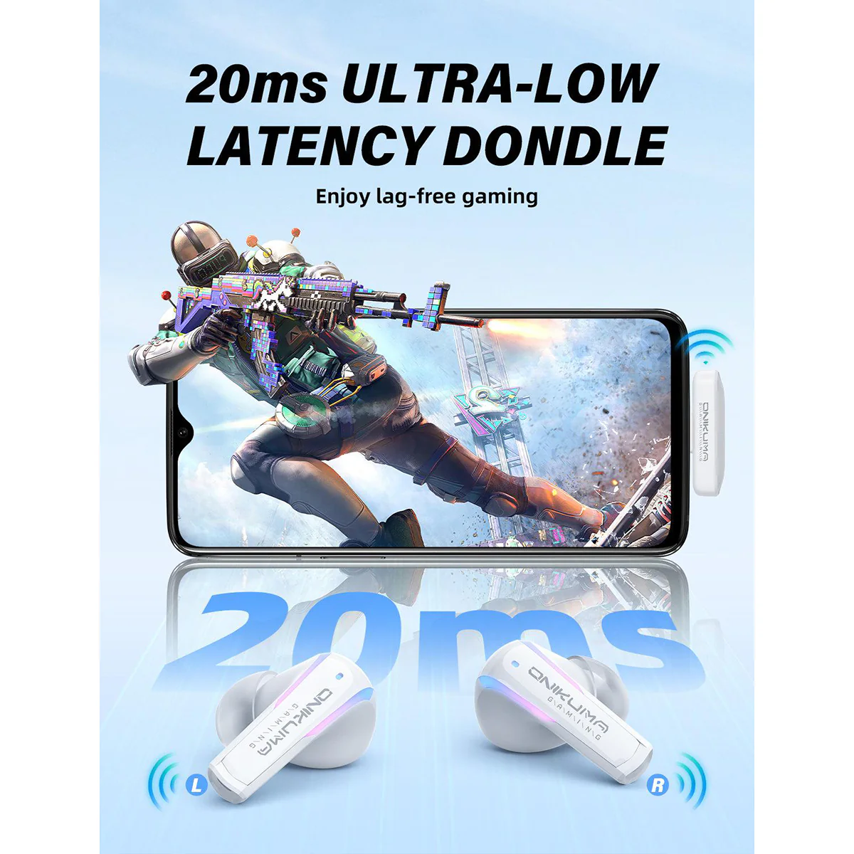Onikuma T27 Wireless Dual Microphone Noise Reduction (Black, White) - Image 13