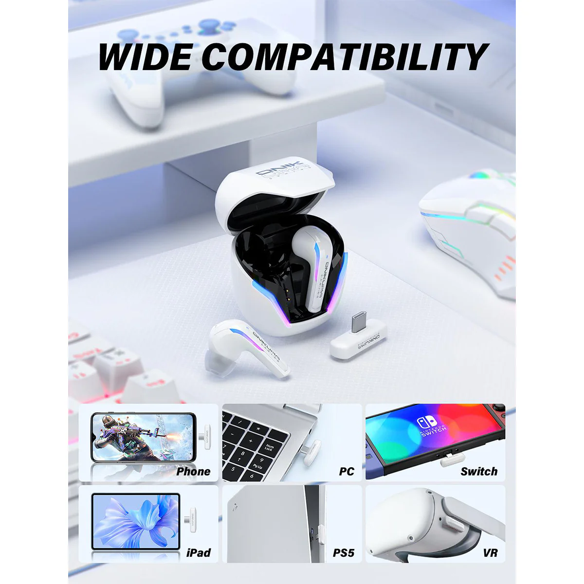 Onikuma T27 Wireless Dual Microphone Noise Reduction (Black, White) - Image 8