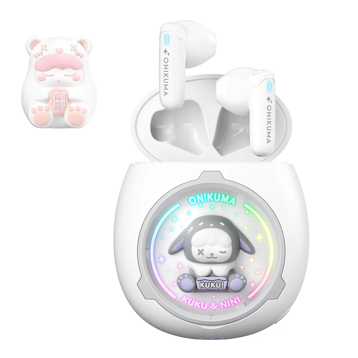 Onikuma T302 Wireless Earphones (Pink, White) - Image 9