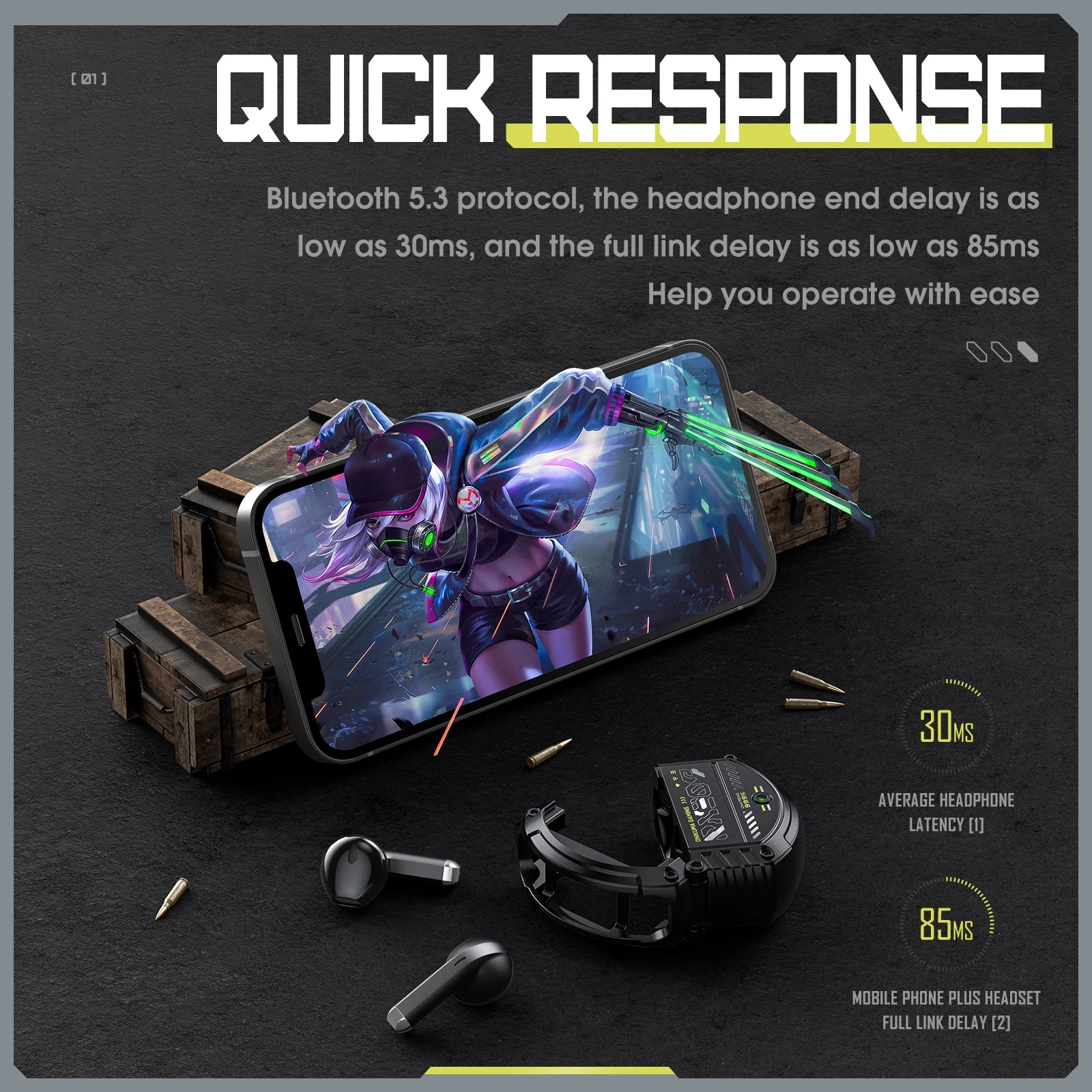 Onikuma T309 Wireless Earphones (Black) - Image 3