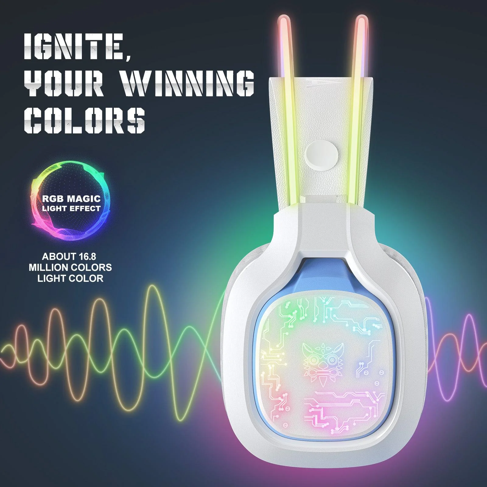 Onikuma X22 RGB Noise Cancellation Microphone Multi-Platform Gaming Headset (Black, White) - Image 10