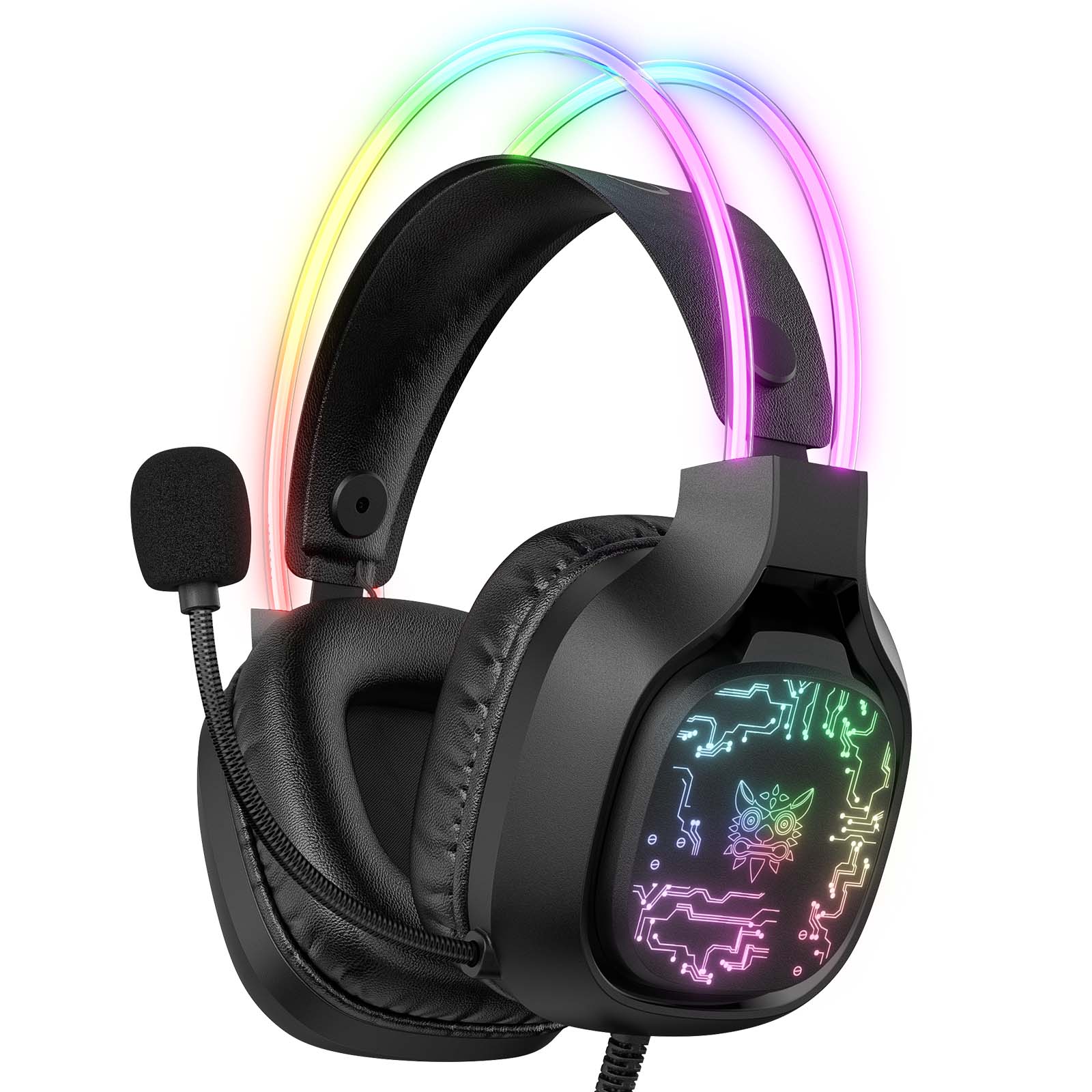 Onikuma X22 RGB Noise Cancellation Microphone Multi-Platform Gaming Headset (Black, White) - Image 2