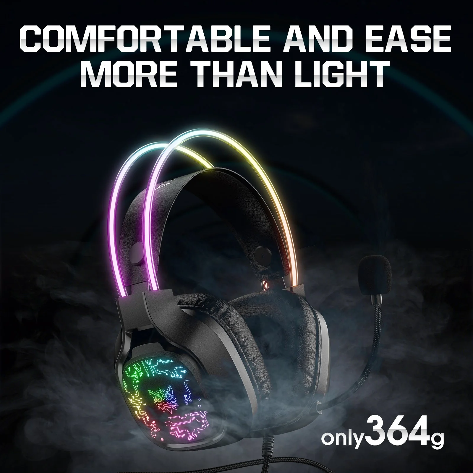 Onikuma X22 RGB Noise Cancellation Microphone Multi-Platform Gaming Headset (Black, White) - Image 3