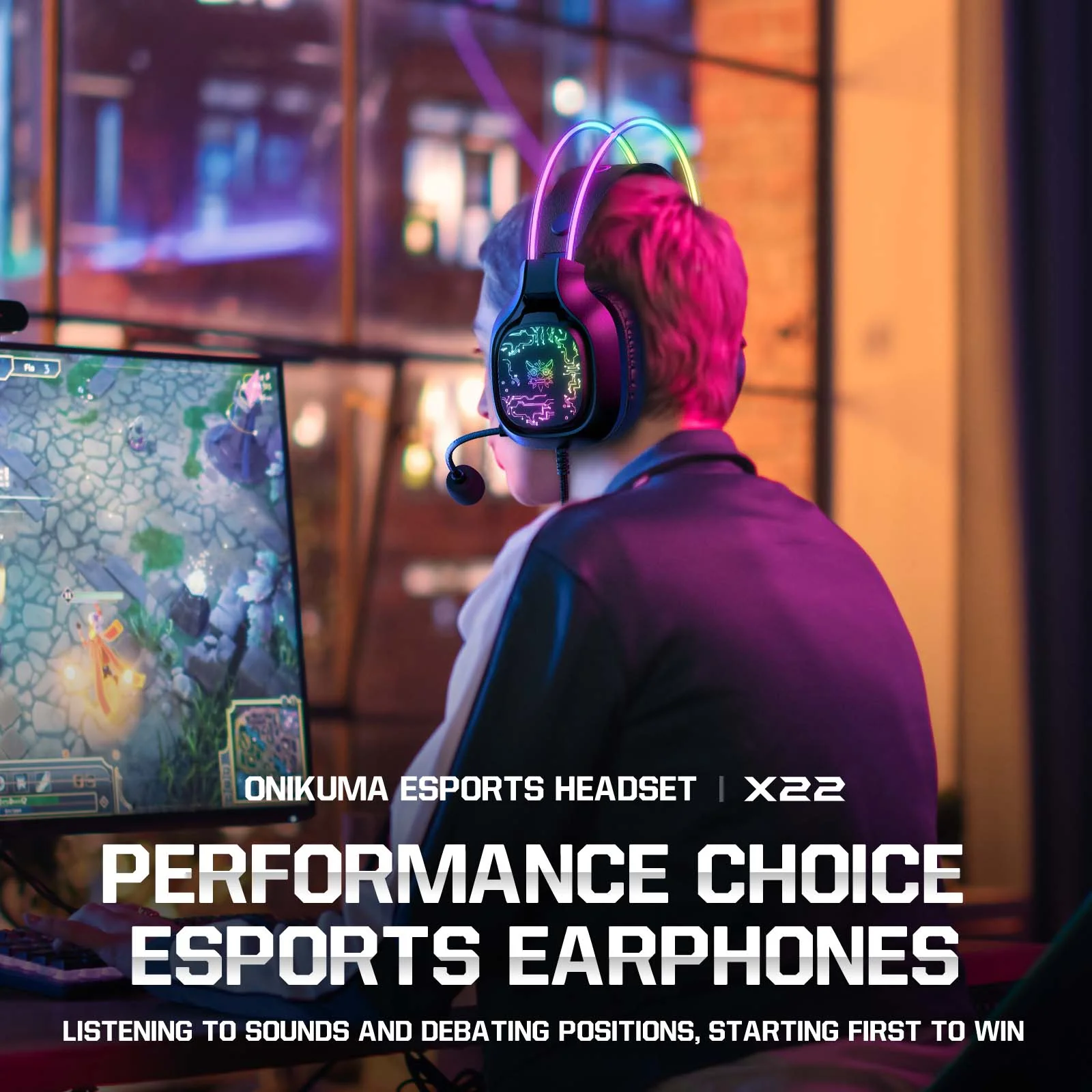 Onikuma X22 RGB Noise Cancellation Microphone Multi-Platform Gaming Headset (Black, White) - Image 6