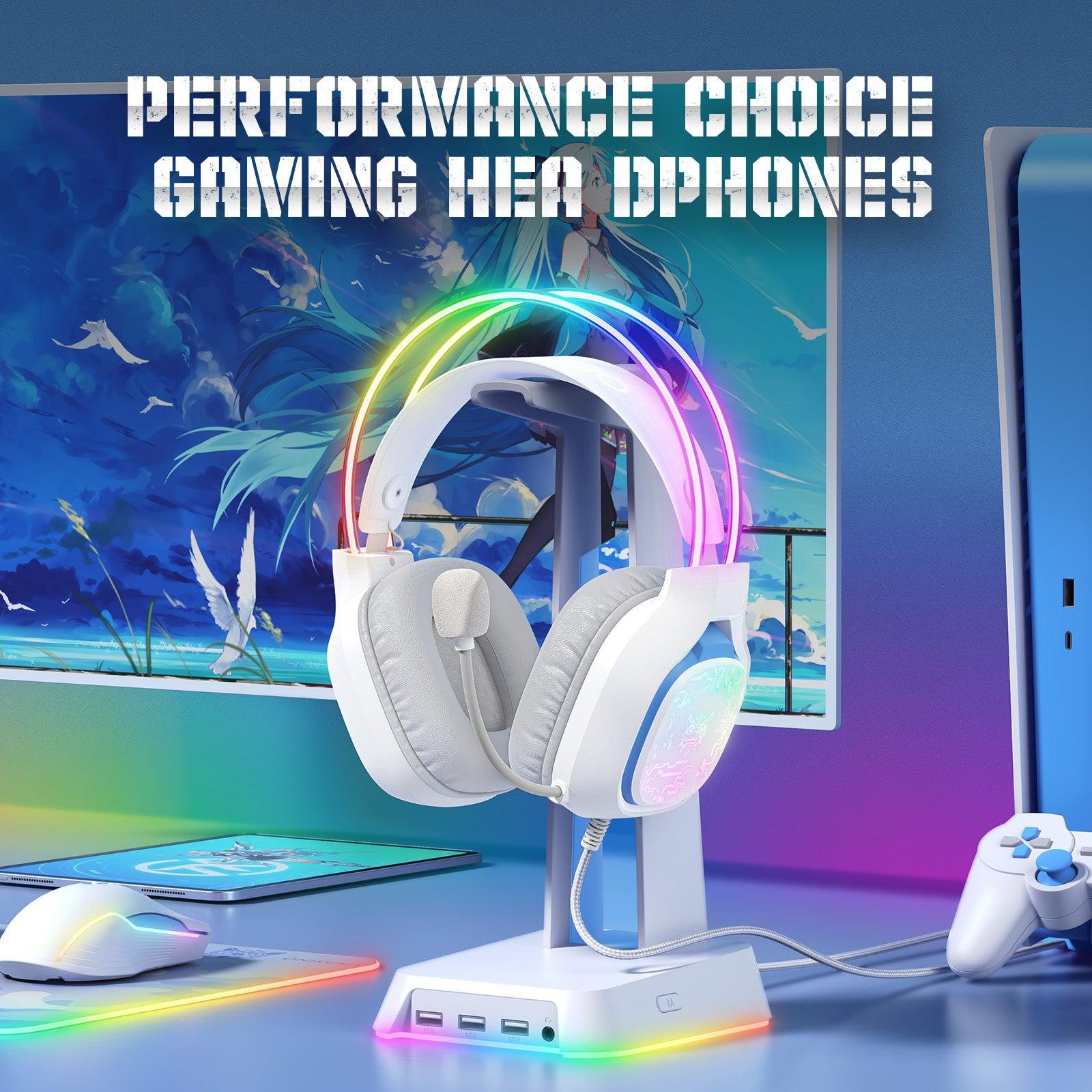 Onikuma X22 RGB Noise Cancellation Microphone Multi-Platform Gaming Headset (Black, White) - Image 9