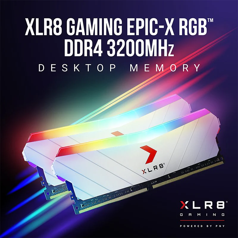 PNY XLR8 Gaming Epic-X RGB 16GB (2X8GB) DDR4 3200MHZ CL16 1.3V Desktop Memory (White) (MD16GK2D4320016XRGBW) - Image 4