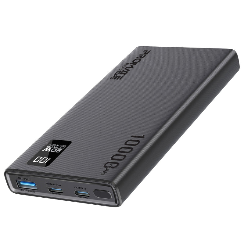 Promate Bolt-10PD 10000mAh Compact Smart Charging Power Bank with 20W PD Dual USB-C & 22.5W USB-A Ports (Black, Blue, White) - Image 9