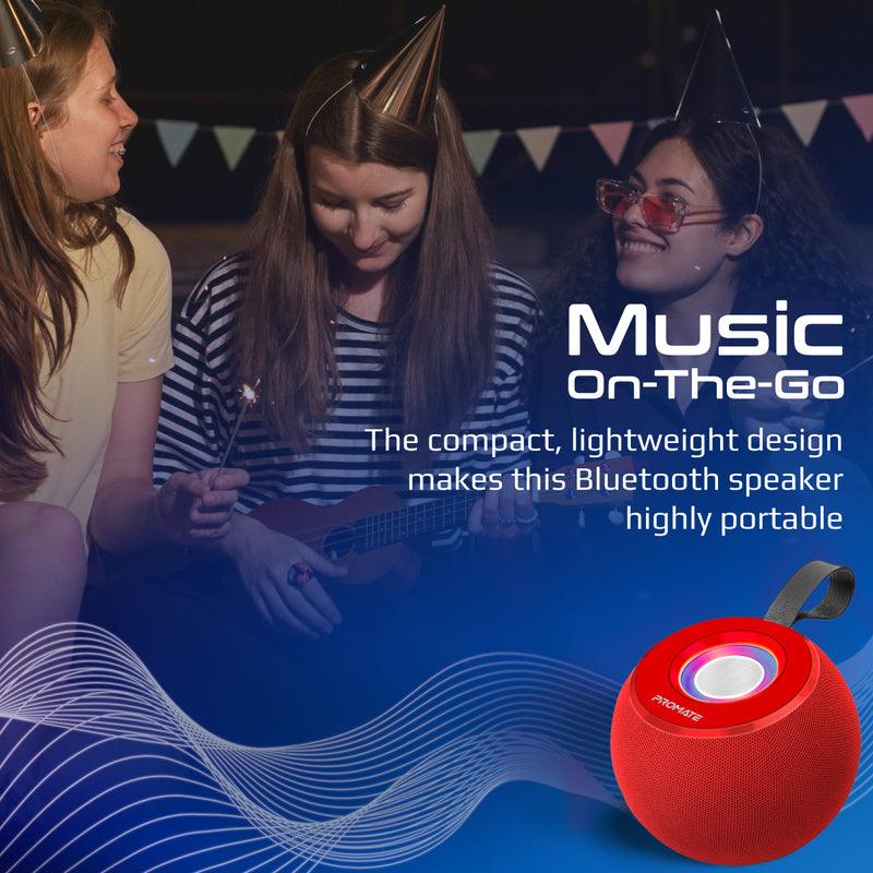 Promate Juggler Lumiflux Wireless High-Definition Speaker (Red) - Image 2