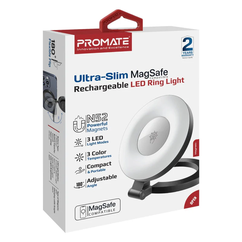 Promate Maghalo Ultra-Slim MagSafe Compatible Rechargeable LED Ring Light - Image 10