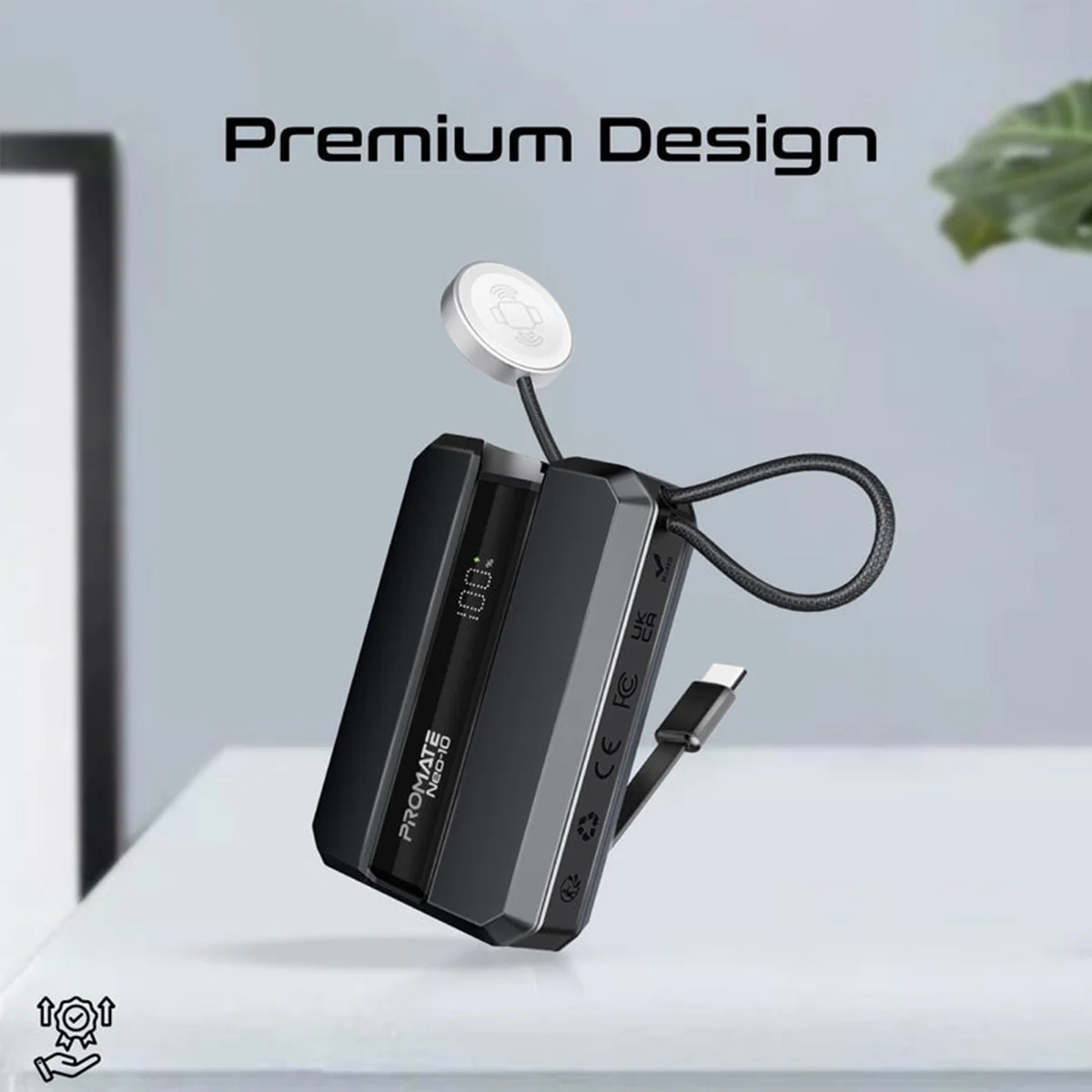 Promate Neo-10 10000MAH 30W Power Delivery Apple iPhone & Watch Ultra fast Charging Power Bank With Built-in USB-C Cable - Image 8