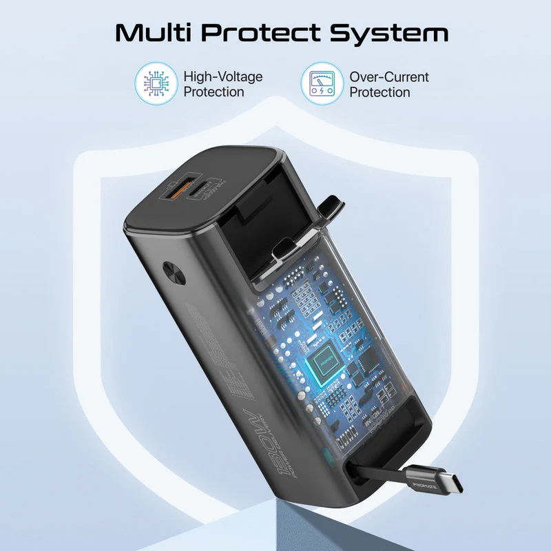Promate Titan-130RC Ultra Compact 130W Multi-Port Power Bank with Retractable USB-C Cable & TFT LCD Screen - Image 2