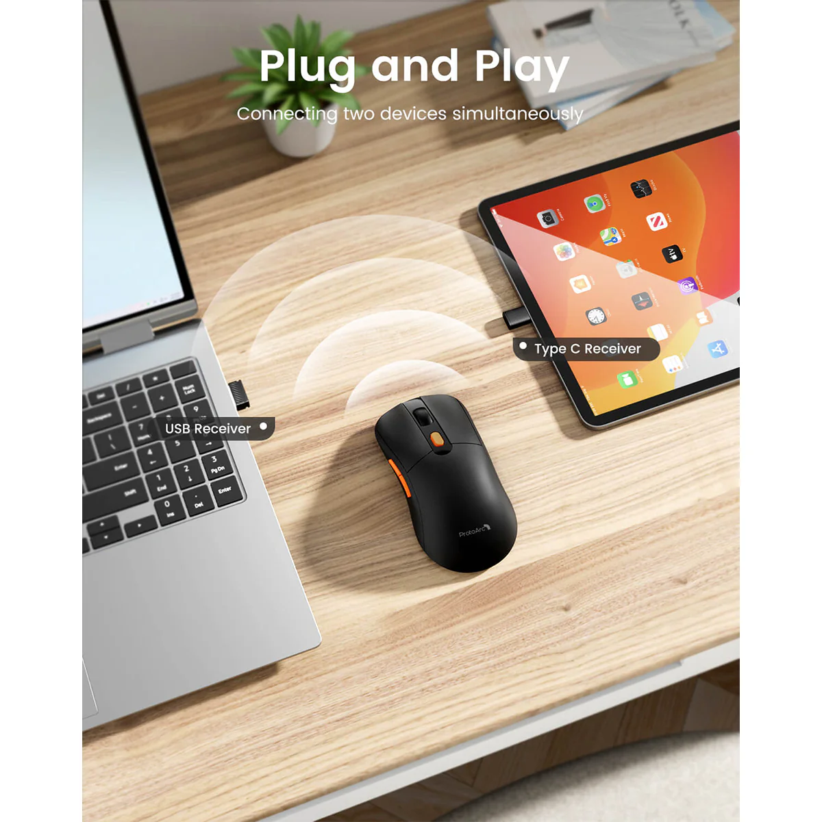 ProtoArc EM15 Bluetooth & 2.4G Dual Receiver Wireless Mouse (Black) (CP016268) - Image 9