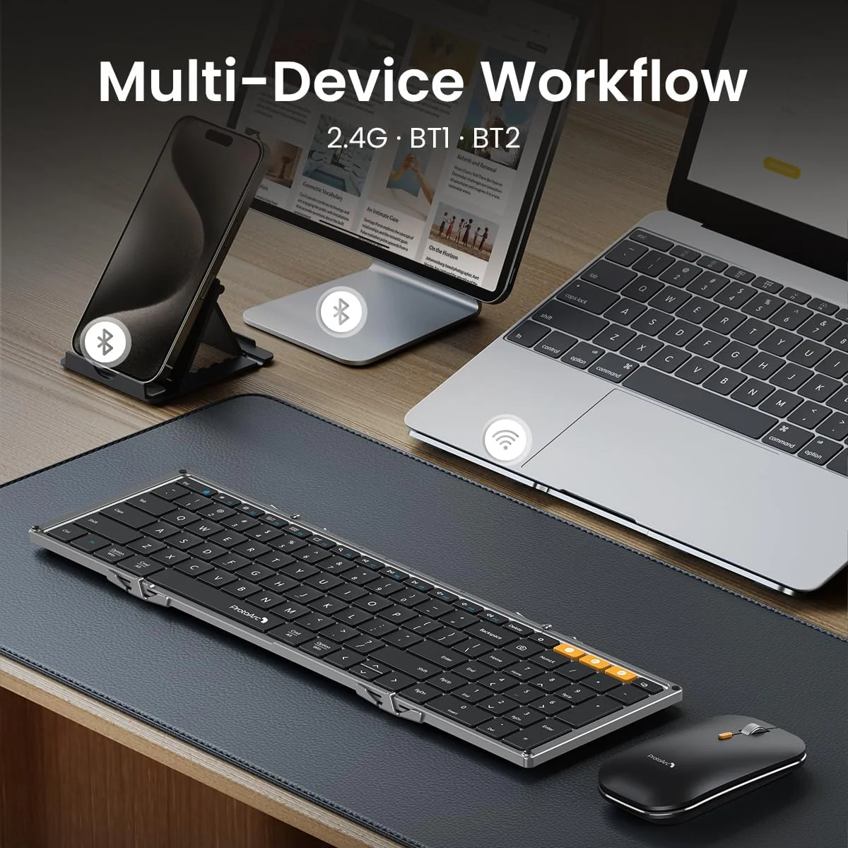 ProtoArc XKM01 Foldable Full-Size Wireless Keyboard and Mouse Combo (Black) (CP014041) - Image 4