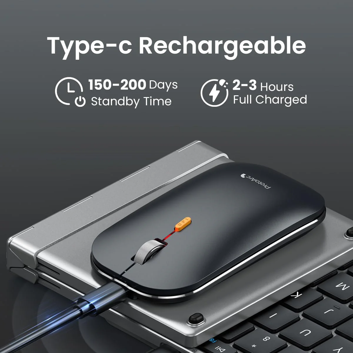 ProtoArc XKM01 Foldable Full-Size Wireless Keyboard and Mouse Combo (Black) (CP014041) - Image 6