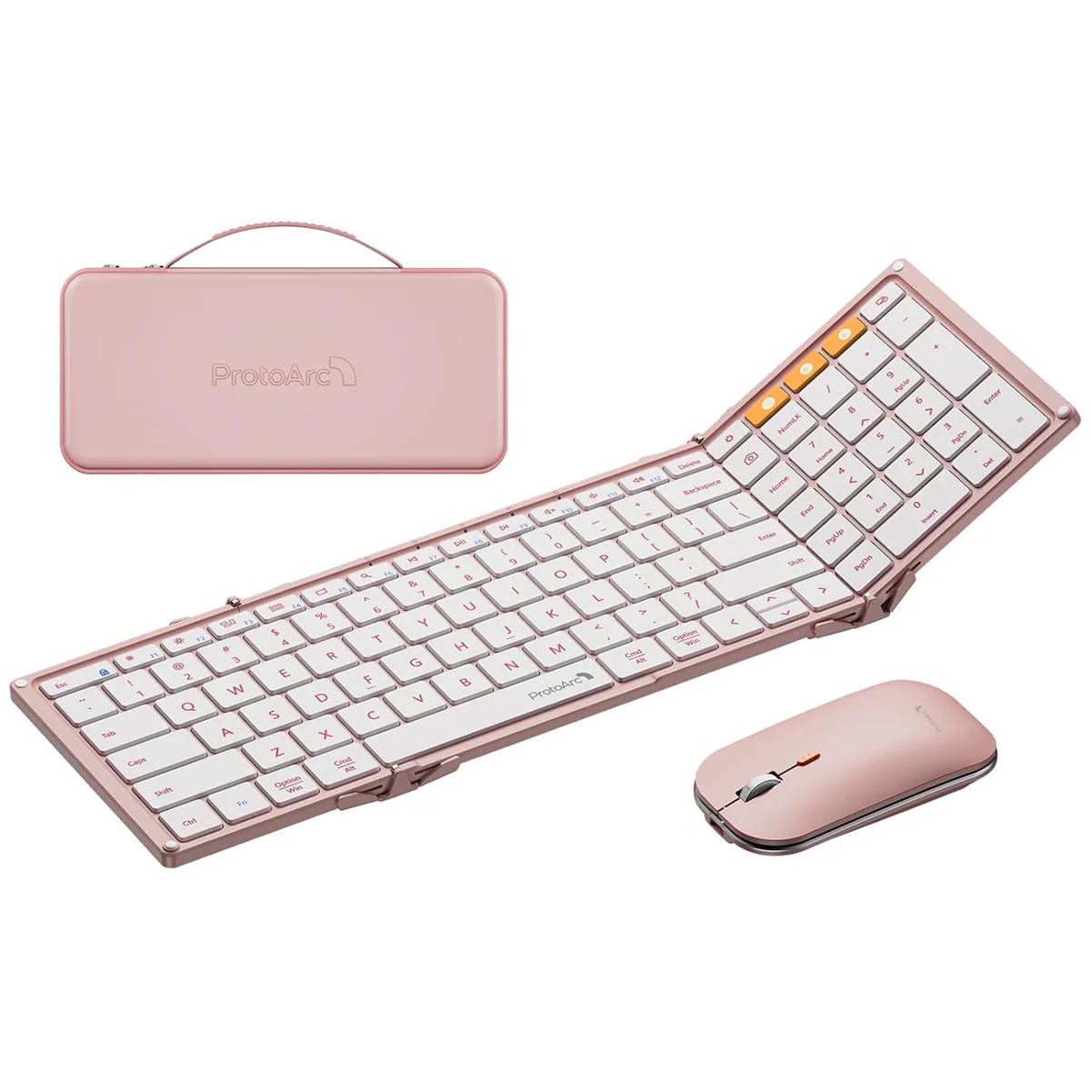 ProtoArc XKM01 Foldable Full-Size Wireless Keyboard and Mouse Combo (Pink) (CP016543)