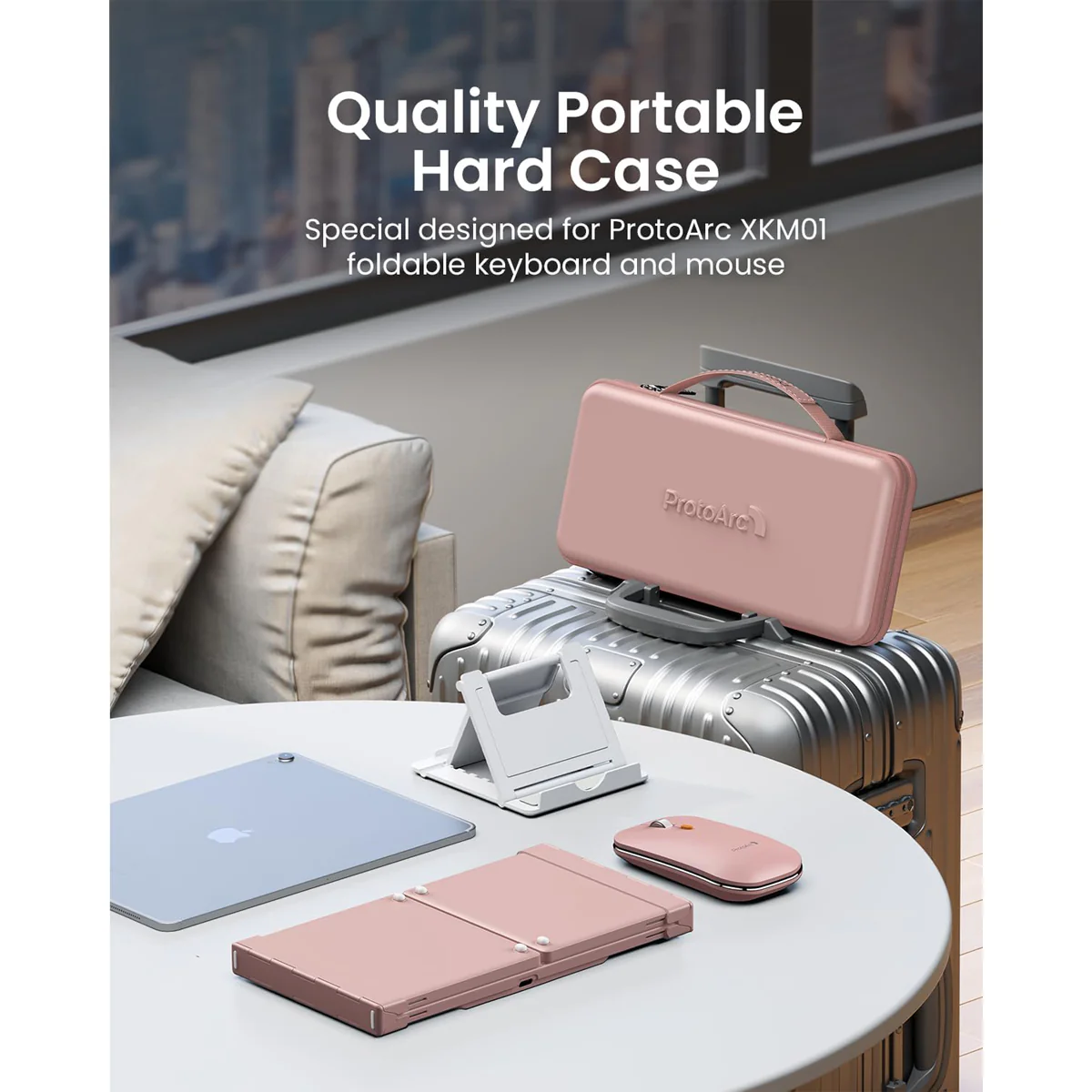 ProtoArc XKM01 Foldable Full-Size Wireless Keyboard and Mouse Combo (Pink) (CP016543) - Image 3