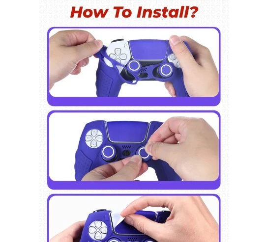IINE Silicone Case With 2 Thumb Grip Caps For PS5 Controller (Red, Black & White, Pink, Blue, Purple) - Image 8