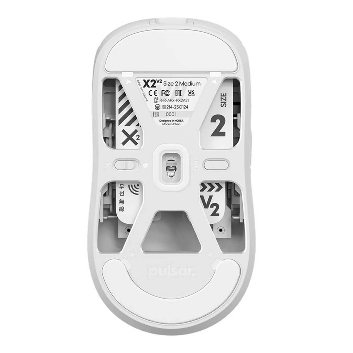 Pulsar X2V2 Symmetrical Wireless Gaming Mouse Size 2 (White) (PX2222) - Image 6