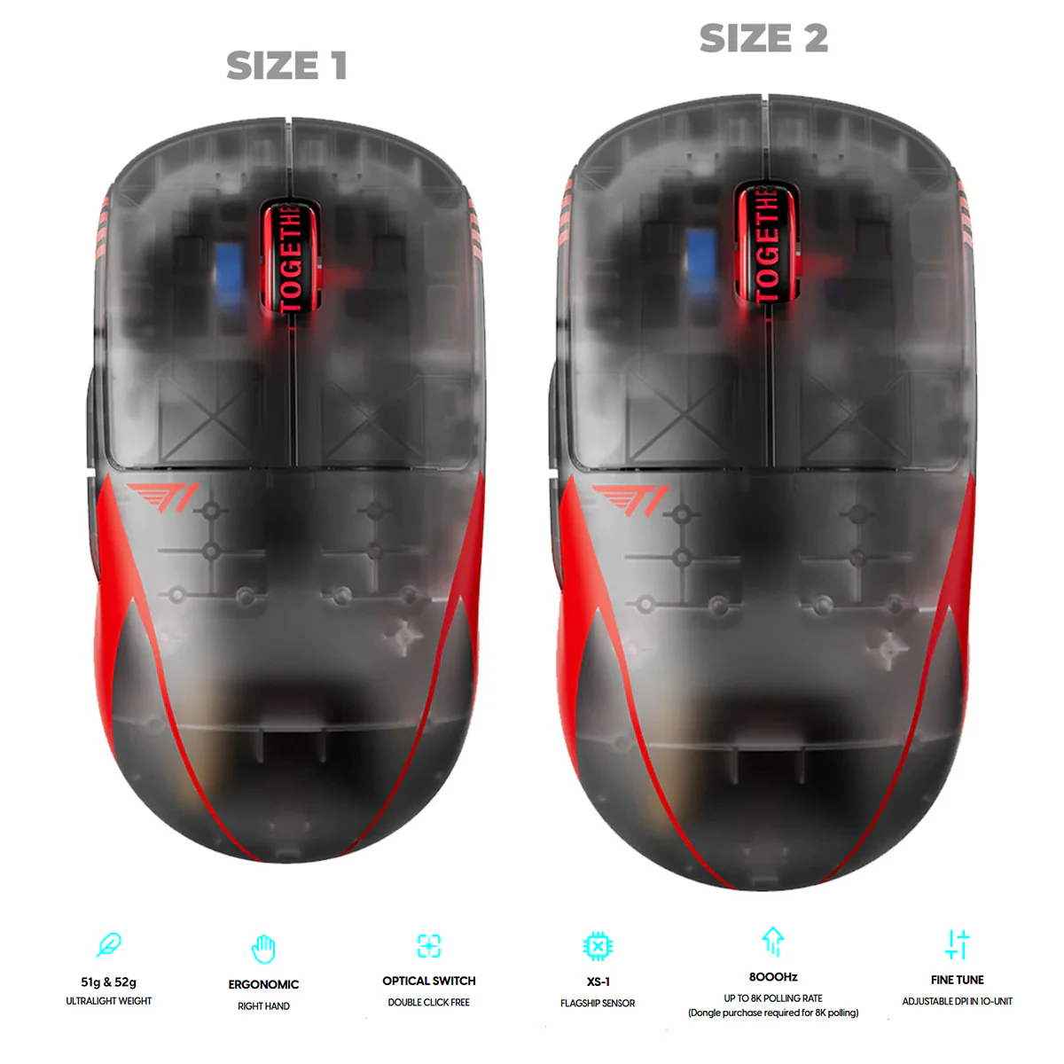 Pulsar X2 V3 T1 Edition Ultralight Weight eSports Gaming Mouse - Black (Size 1, Size 2) (PX231T1, PX232T1)