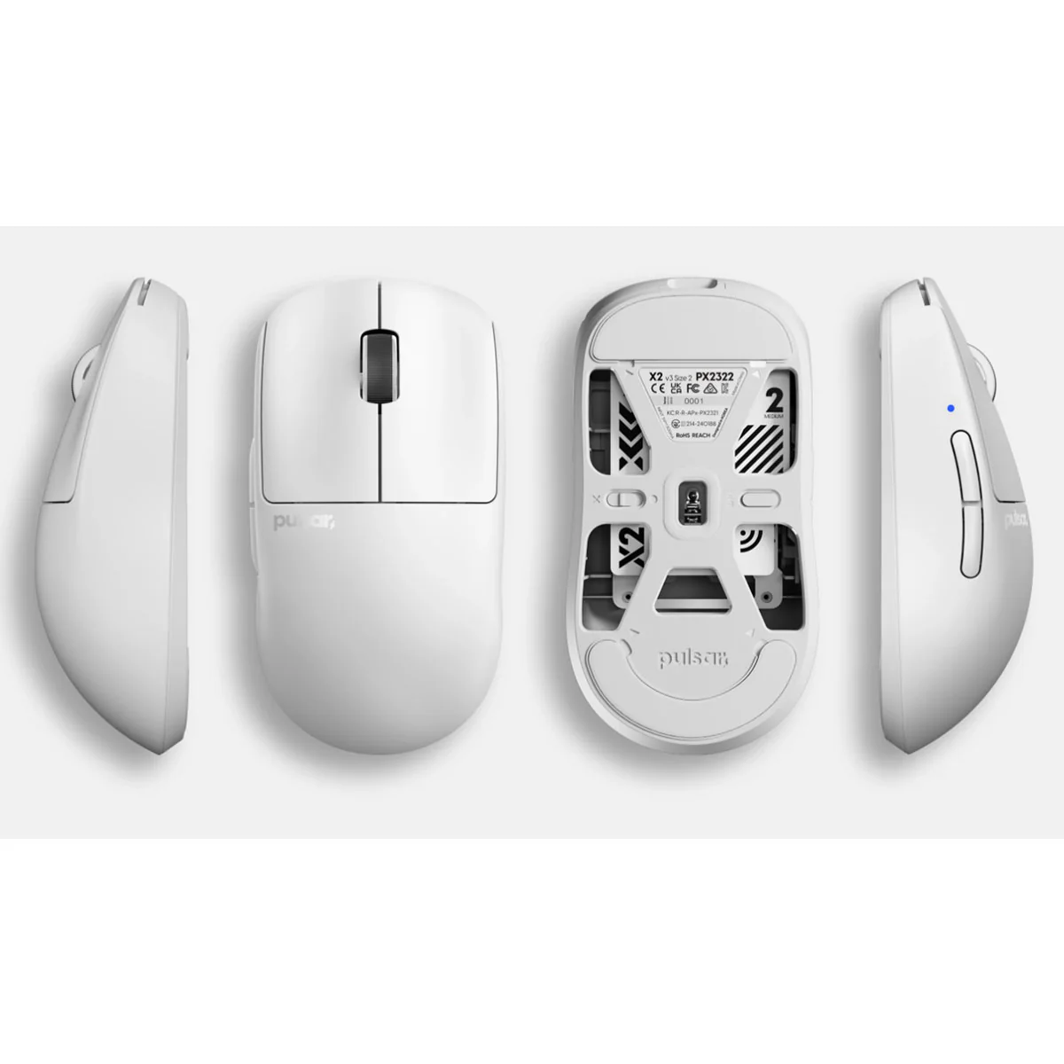 Pulsar X2 V3 Ultralight Weight eSports Gaming Mouse Size 2 (Black, White) (PX2321, PX2322) - Image 12