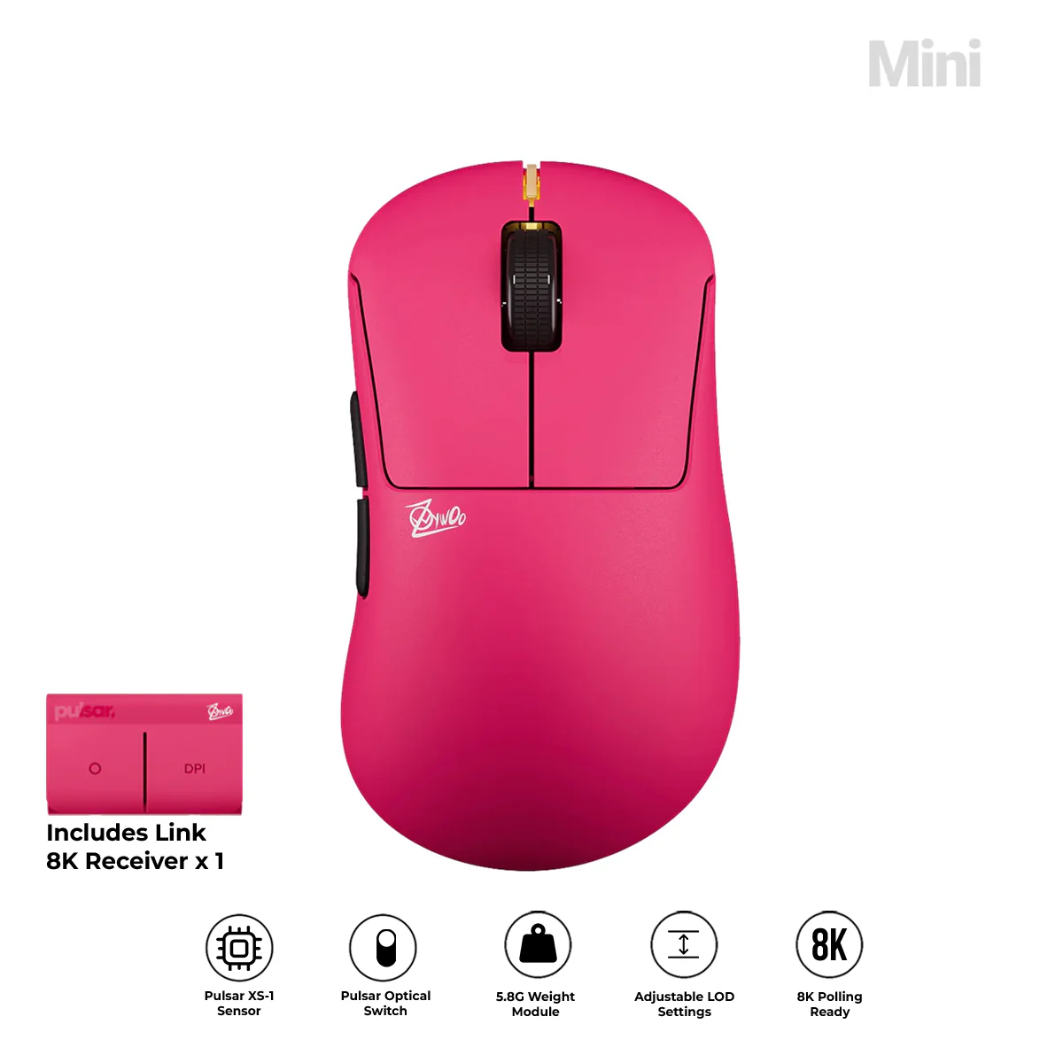 Pulsar ZywOo The Chosen Mouse Gen. 2 eSports Gaming Mouse Size 1 Limited Edition (Pink) (PZWG213)