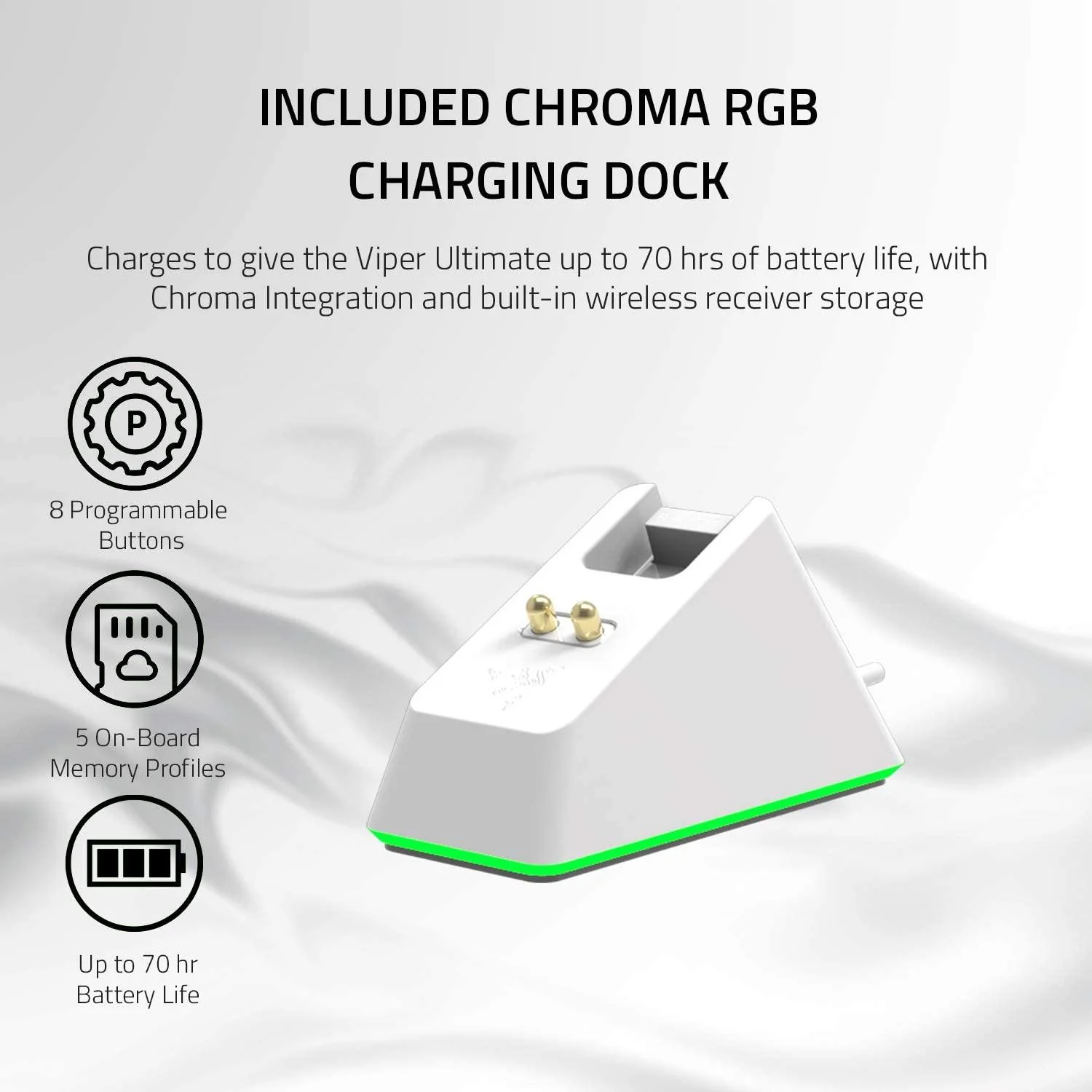 Razer Viper Ultimate Wireless Gaming Mouse W/ Charging Dock (Mercury) - Image 4