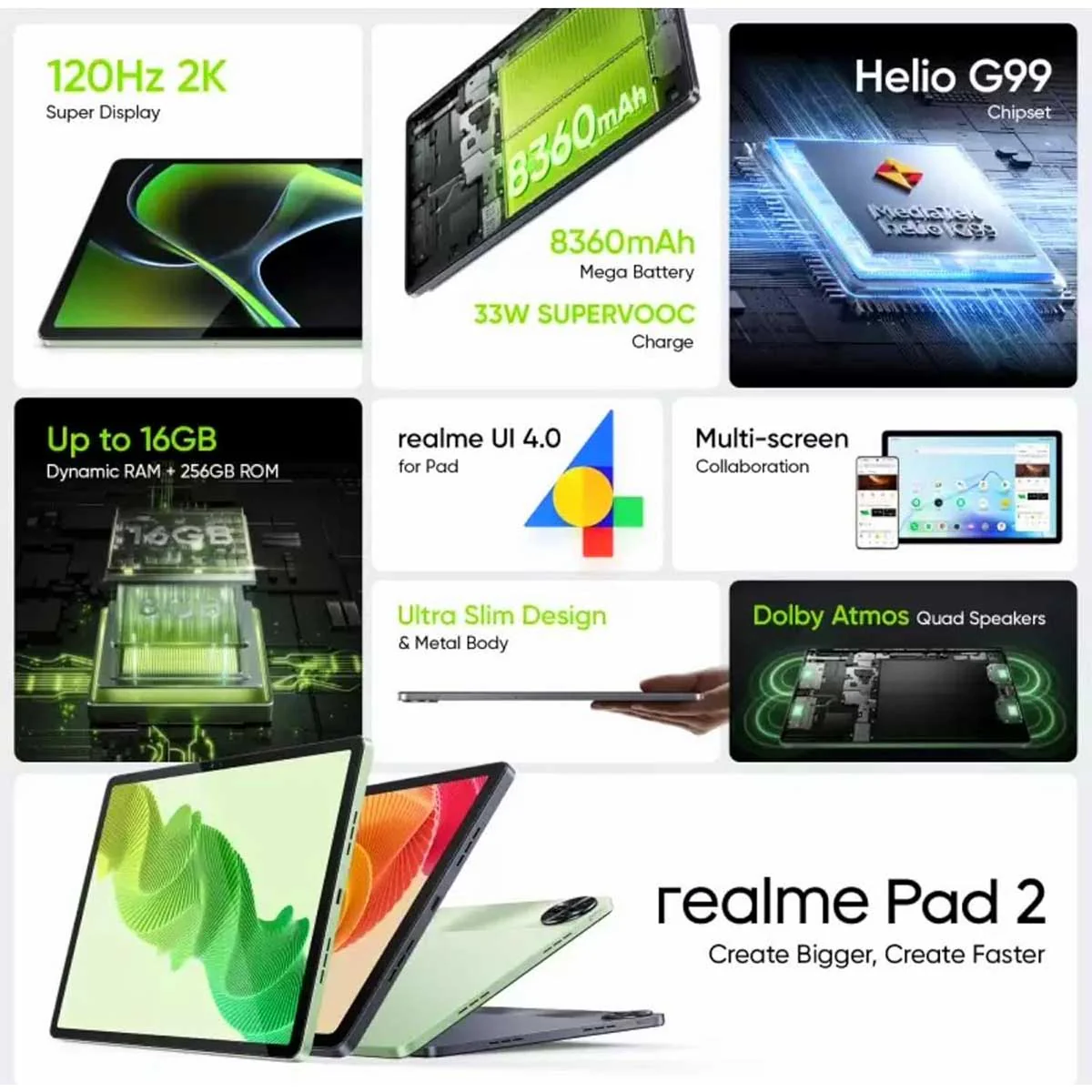 Realme RMP2204 Pad 2 LTE 6GB+128GB 11.5" 120HZ 2K HELIO G99 8360MAH 33W SUPERVOOC Tablet - Image 7