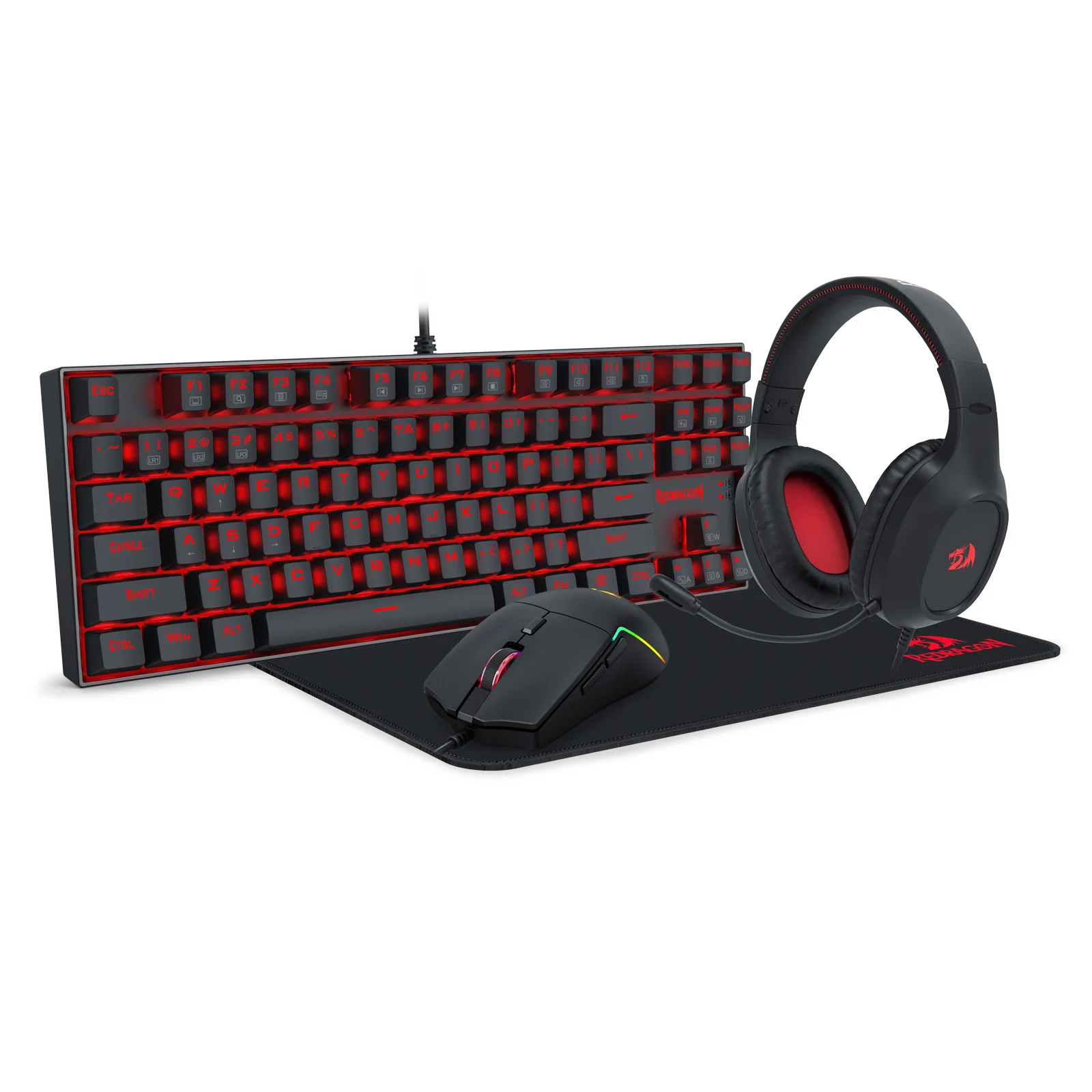Redragon K552-BB-3 Keyboard/Headset/Mouse/Mouse Pad 4-in-1 Combo - Image 2