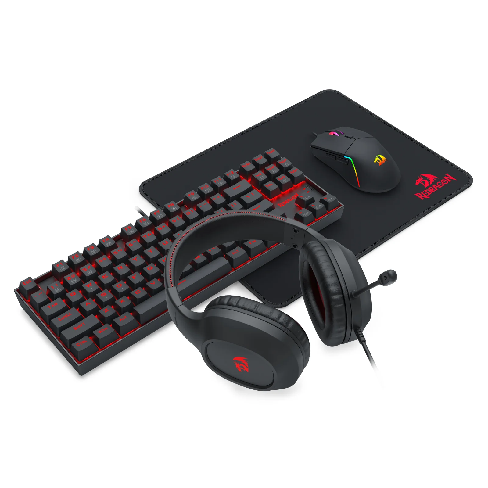 Redragon K552-BB-3 Keyboard/Headset/Mouse/Mouse Pad 4-in-1 Combo - Image 4