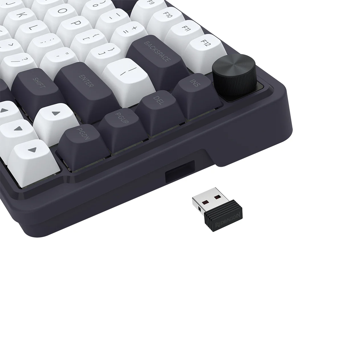 Redragon K673WB Ucal Max RGB Wireless 75% Hot-Swappable Gasket Mechanical Keyboard with Knob (Mint Mambo Switch) (White/Black) (K673WB-RGB-MAX) - Image 3