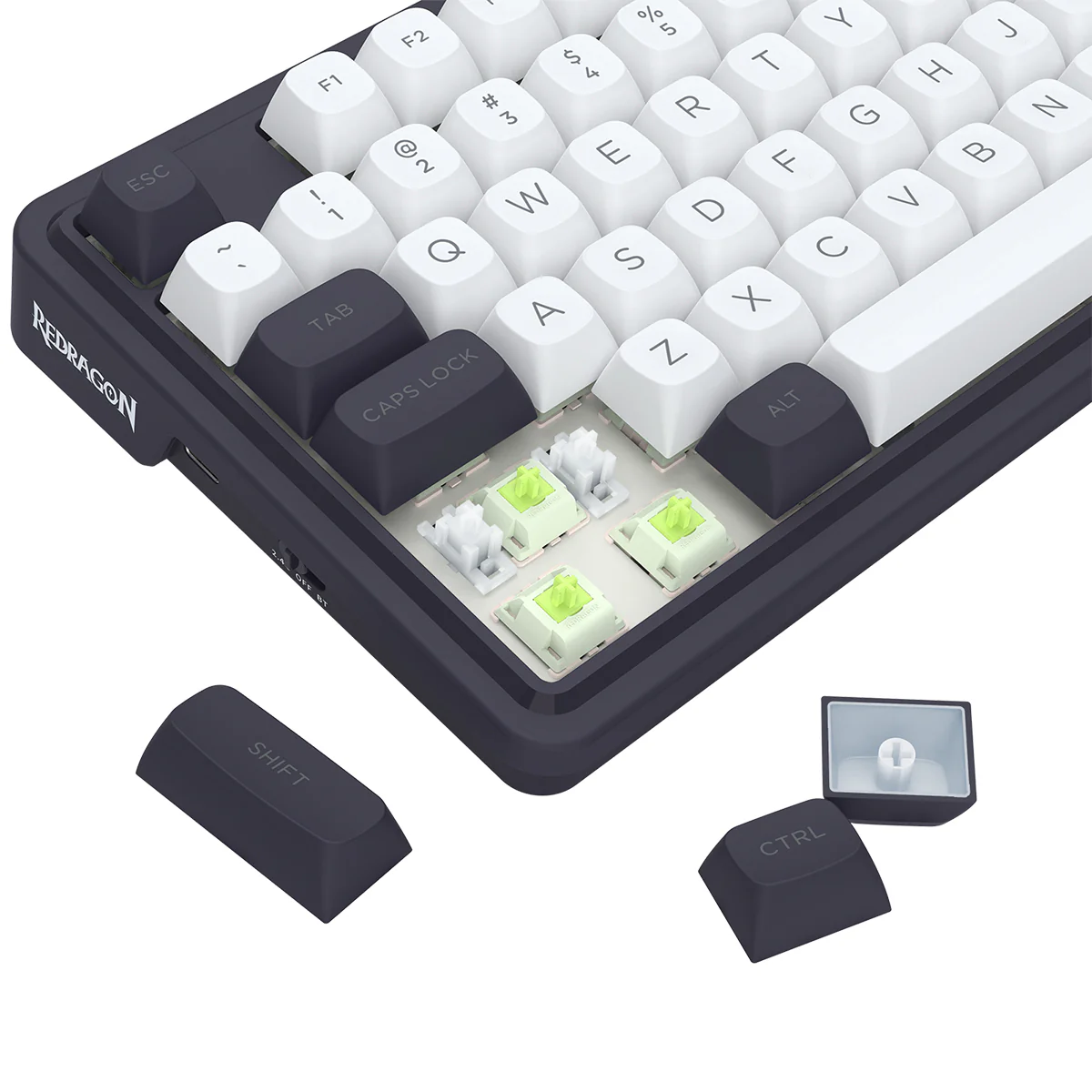 Redragon K673WB Ucal Max RGB Wireless 75% Hot-Swappable Gasket Mechanical Keyboard with Knob (Mint Mambo Switch) (White/Black) (K673WB-RGB-MAX) - Image 9