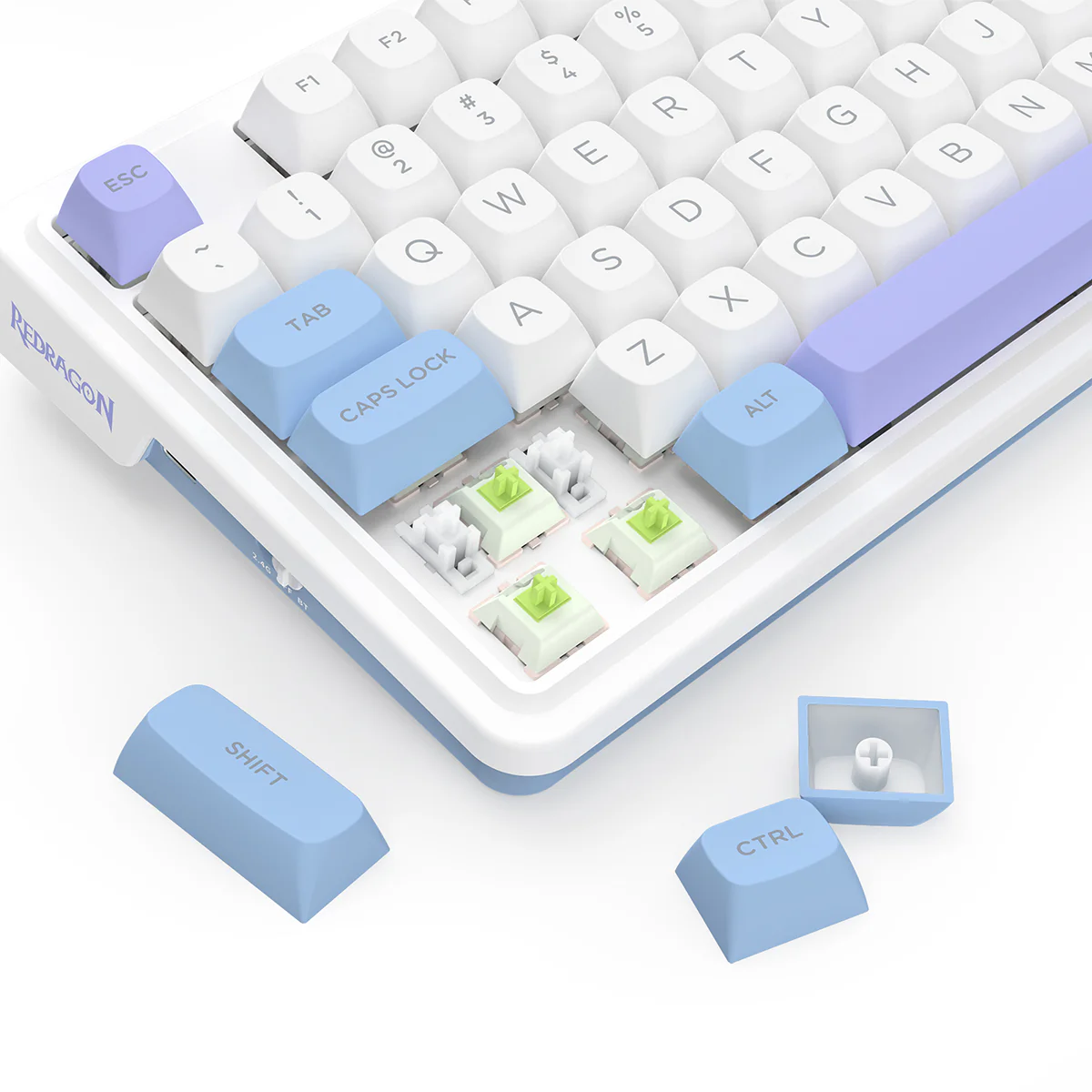 Redragon K673WBP RGB Ucal Max 81-Key 75% Gasket-Mounted Hot-Swappable Wireless Mechanical Keyboard with Knob (Mint Mambo Switch) (Moonrise Violet) - Image 10