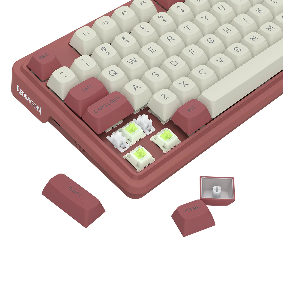 Redragon K673WR Ucal Max RGB Wireless 75% Hot-Swappable Gasket Mechanical Keyboard with Knob (Mint Mambo Switch) (White/Red) (K673WR-RGB-MAX) - Image 10