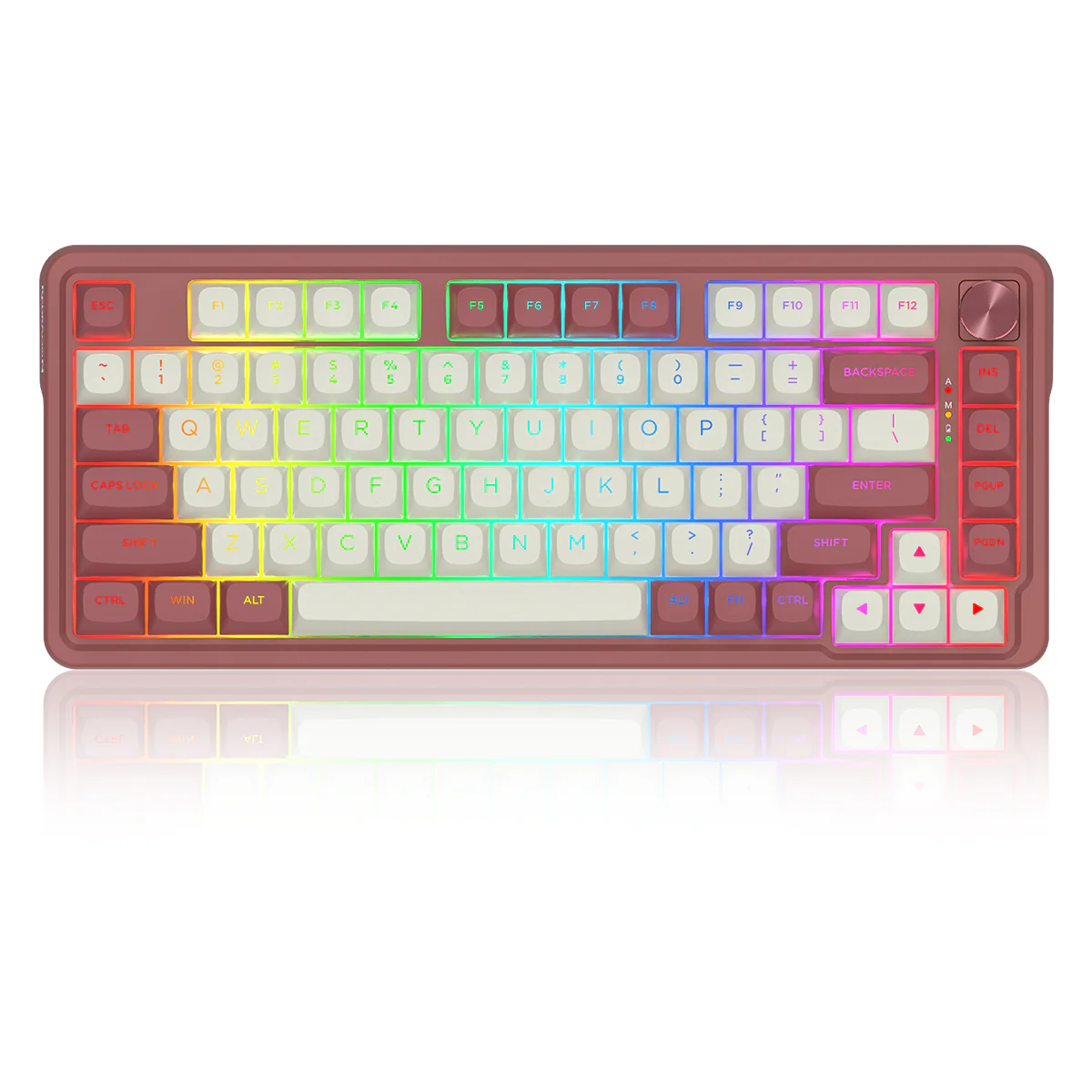 Redragon K673WR Ucal Max RGB Wireless 75% Hot-Swappable Gasket Mechanical Keyboard with Knob (Mint Mambo Switch) (White/Red) (K673WR-RGB-MAX) - Image 11