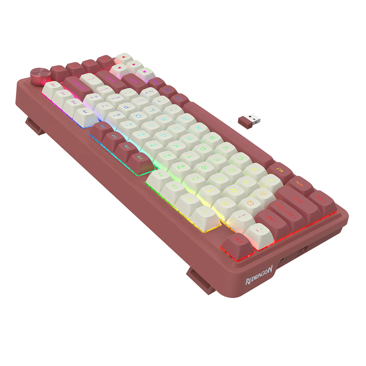 Redragon K673WR Ucal Max RGB Wireless 75% Hot-Swappable Gasket Mechanical Keyboard with Knob (Mint Mambo Switch) (White/Red) (K673WR-RGB-MAX) - Image 5