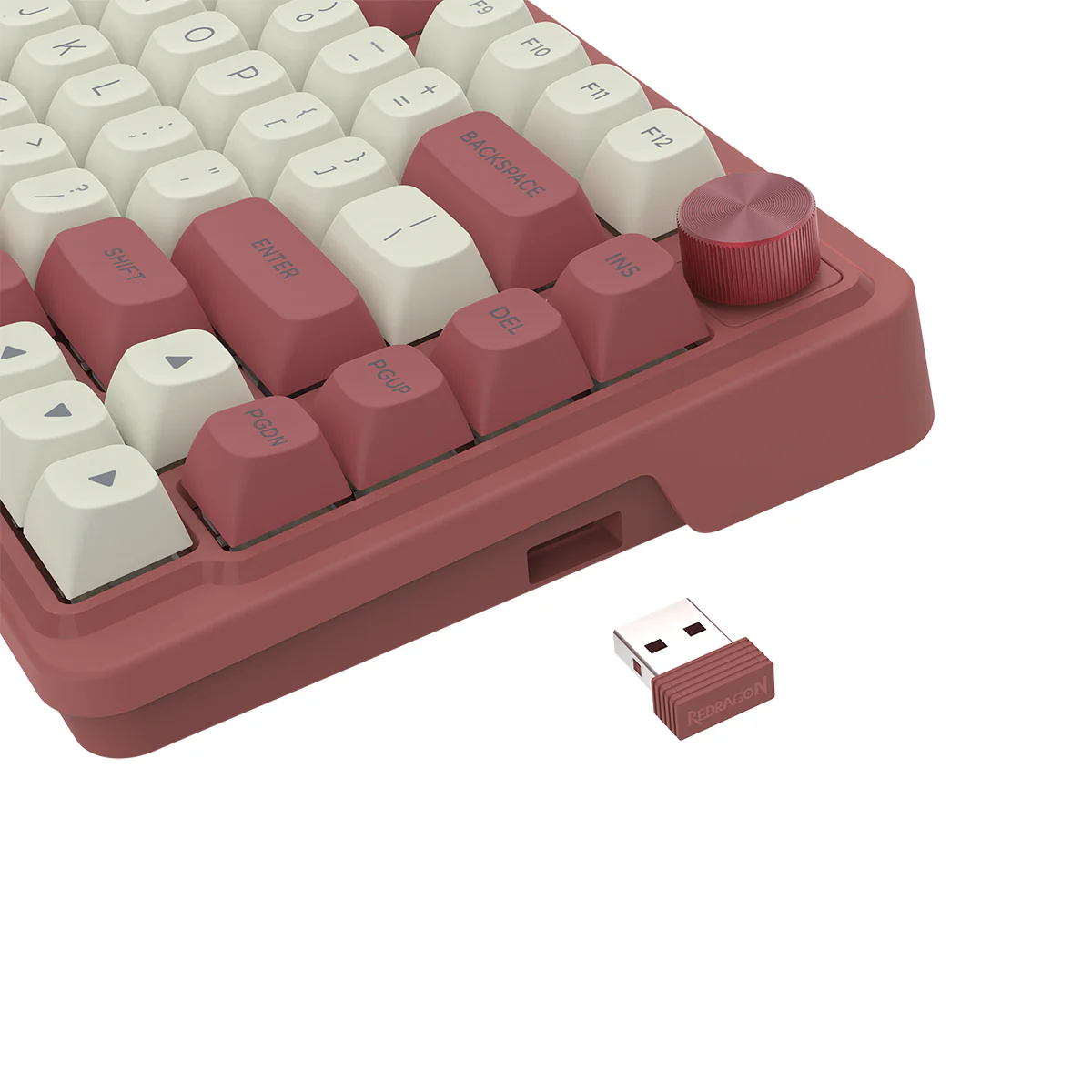 Redragon K673WR Ucal Max RGB Wireless 75% Hot-Swappable Gasket Mechanical Keyboard with Knob (Mint Mambo Switch) (White/Red) (K673WR-RGB-MAX) - Image 6
