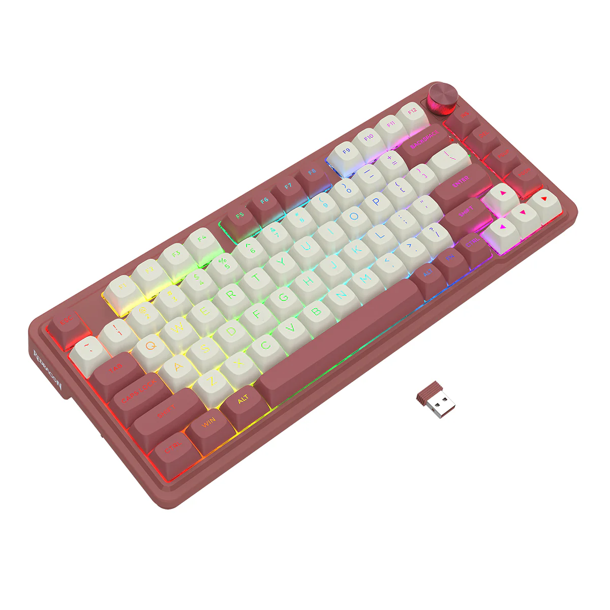 Redragon K673WR Ucal Max RGB Wireless 75% Hot-Swappable Gasket Mechanical Keyboard with Knob (Mint Mambo Switch) (White/Red) (K673WR-RGB-MAX) - Image 8