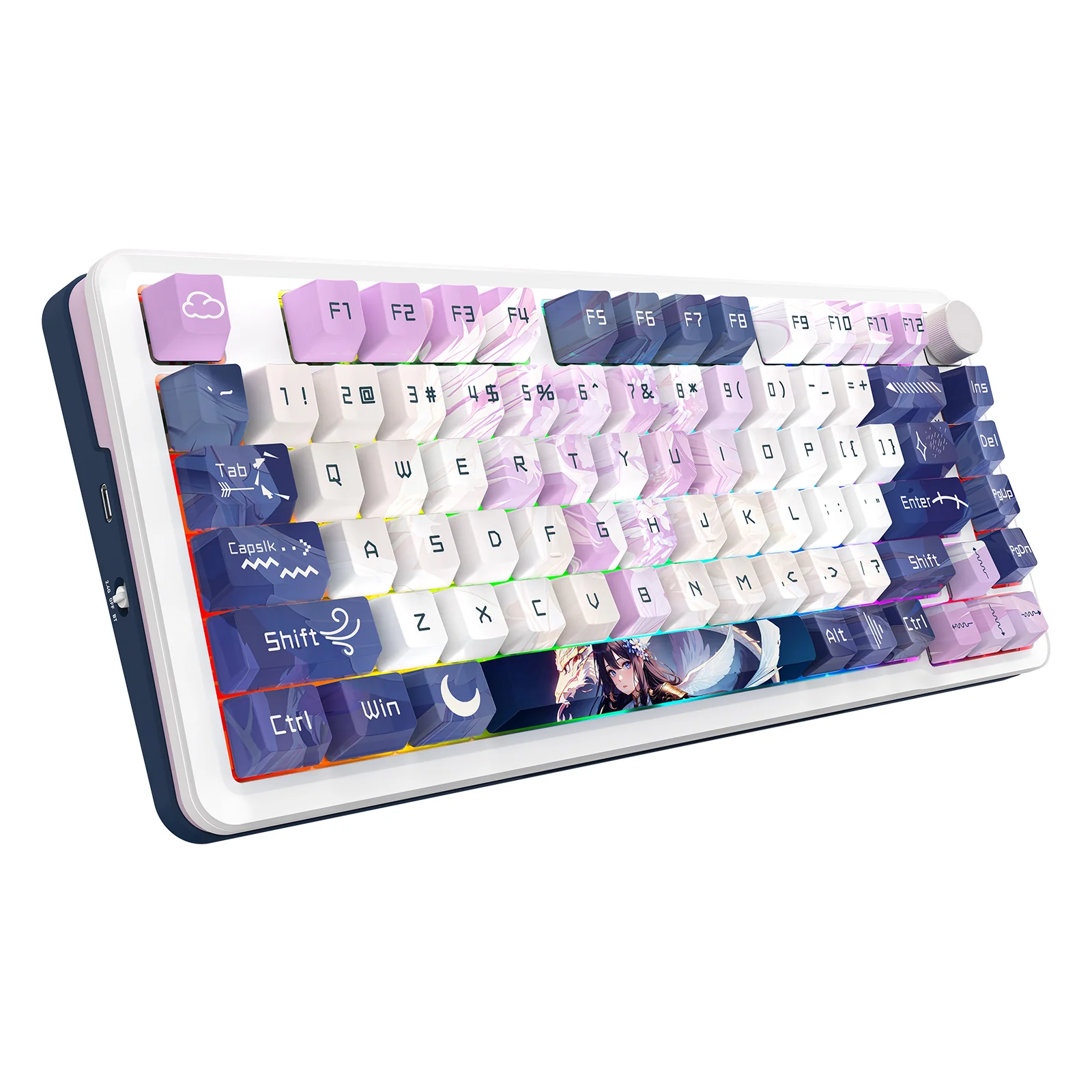 Redragon K681ACG Cyrus Pro Anime Ed. RGB Wireless 75% Hot-Swappable Gasket Mechanical Keyboard with Knob (Mint Mambo Linear Switch) (K681ACG-RGB-PRO) - Image 3