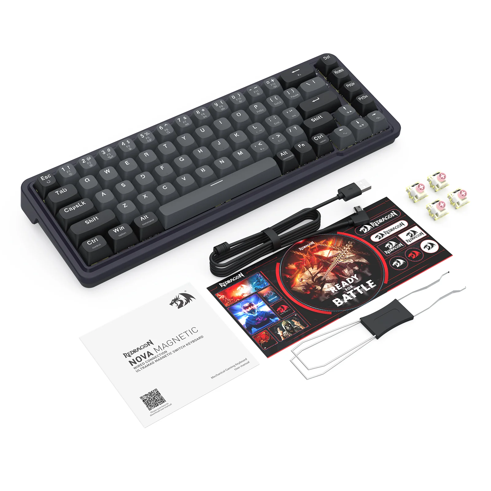 Redragon K709GB Nova Magnetic RGB Hot-Swappable Wired 65% Keyboard with Rapid Trigger (UltraMag Magnetic Linear Switch) (Gray/Black) (K709GB-RGB-M) - Image 10