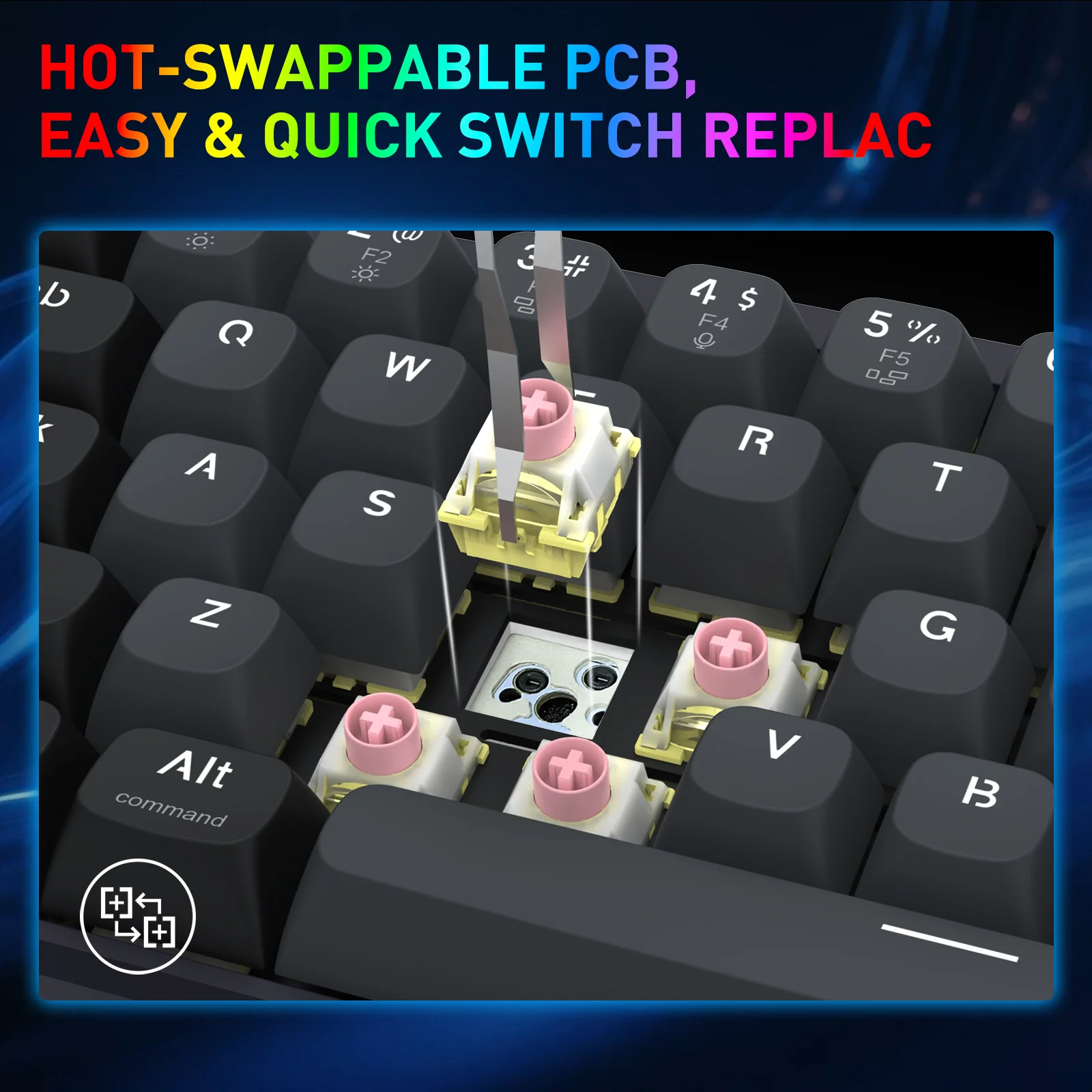 Redragon K709GB Nova Magnetic RGB Hot-Swappable Wired 65% Keyboard with Rapid Trigger (UltraMag Magnetic Linear Switch) (Gray/Black) (K709GB-RGB-M) - Image 15