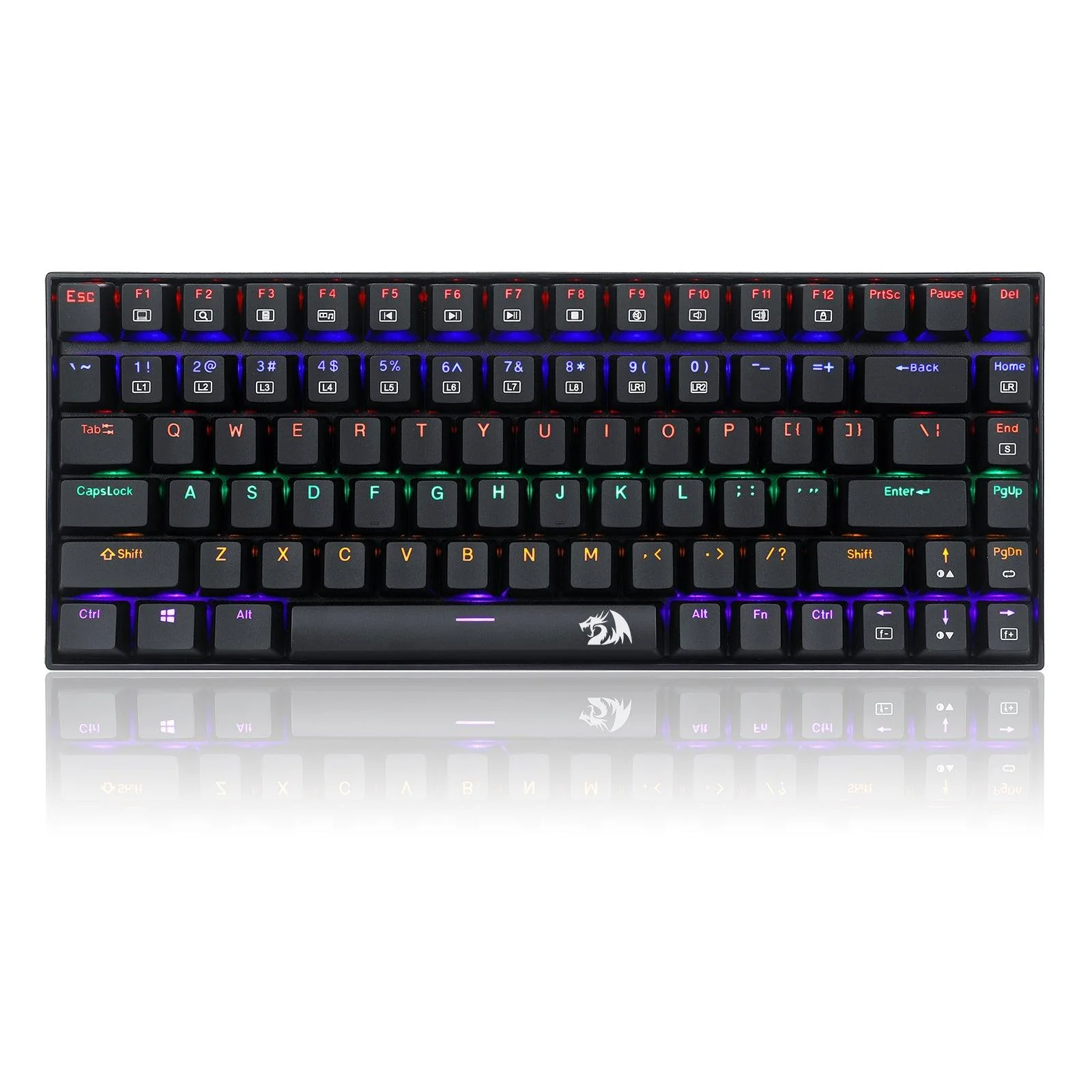 Redragon Phantom 84-Key Rainbow Backlit Mechanical Keyboard (Dust-Proof Blue Switch) (K629-KB)