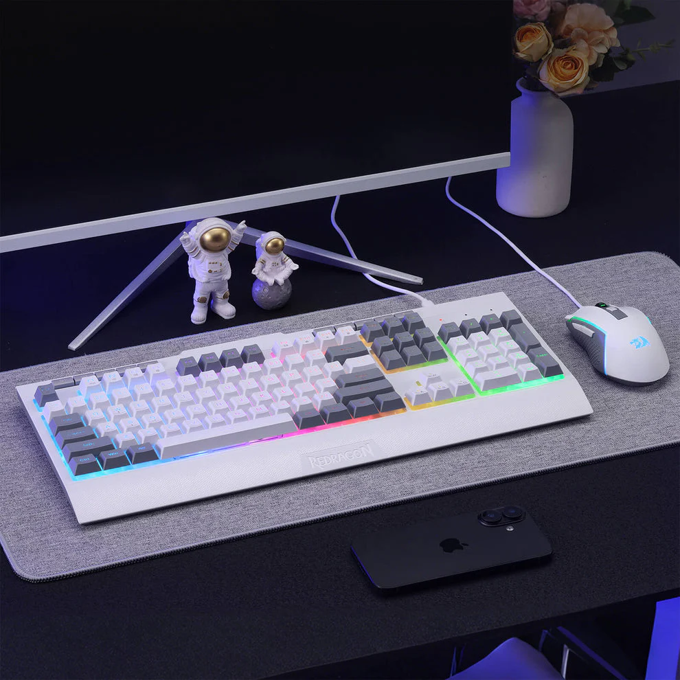 Redragon S151W Gaming Essentials Wired Keyboard & Mouse Bundle (White) - Image 3