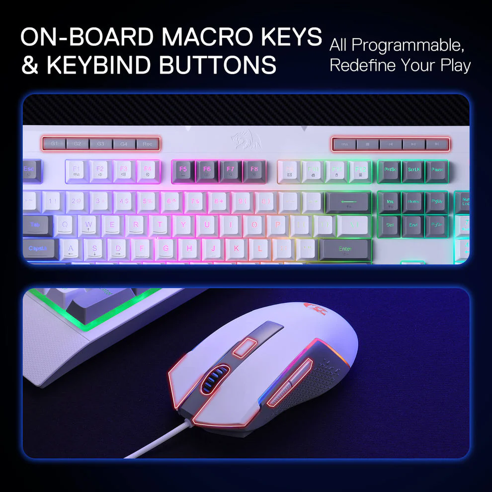 Redragon S151W Gaming Essentials Wired Keyboard & Mouse Bundle (White) - Image 4