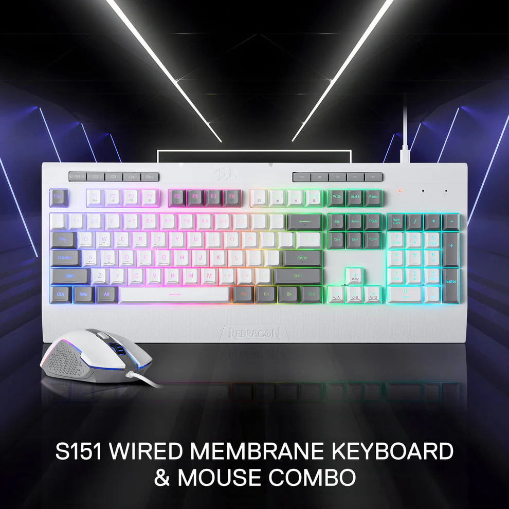 Redragon S151W Gaming Essentials Wired Keyboard & Mouse Bundle (White) - Image 9
