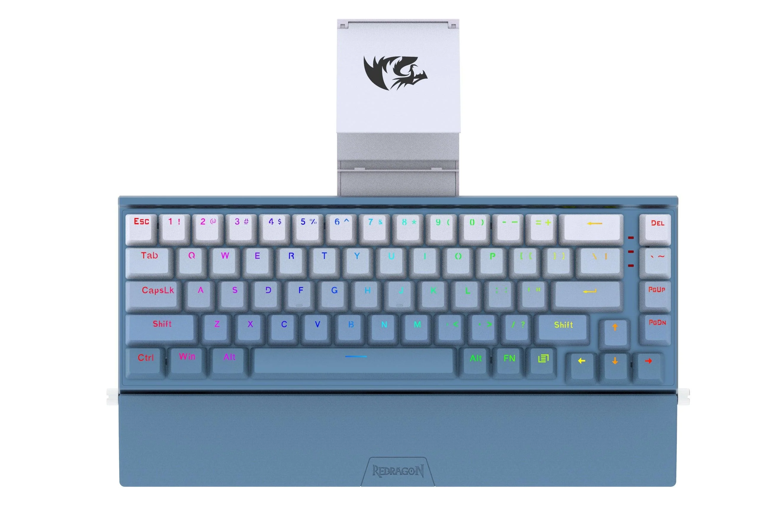 Redragon Shaco 60% Aluminum RGB Mechanical Keyboard With Tablet/Cellphone Stand & Palm Rest (Dust-Proof Outemu Red Switch) (Blue White) (K641B-BW-RGB)