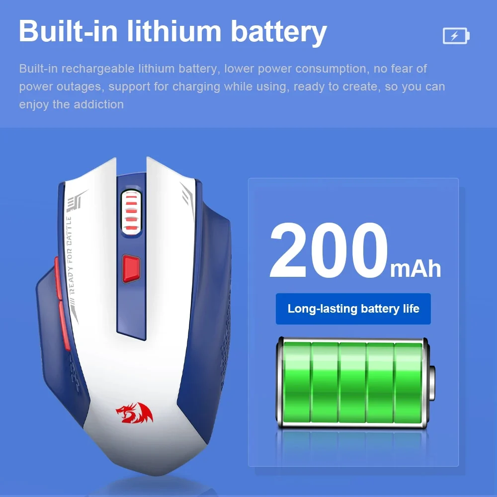 Redragon Woki Superlight Wireless Gaming Mouse (White/Blue) (M994WBR) - Image 2
